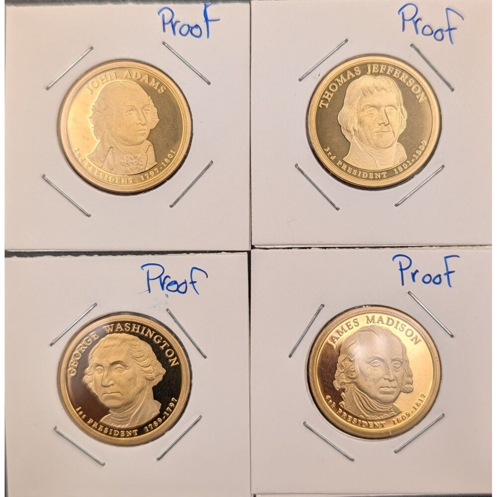2007 Presidential $1 Proof Set • Lot of 4 Coins in 2x2 Flips • UMM Finds